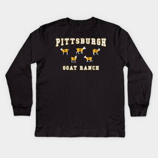 Pittsburgh Hockey GOAT Ranch Funny Hockey Animals Kids Long Sleeve T-Shirt